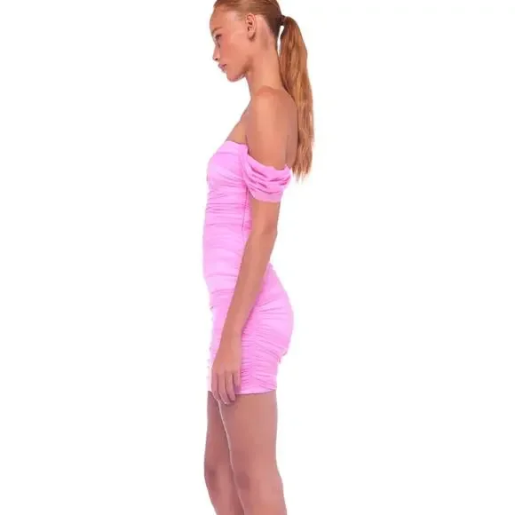 Norma Kamali NEW Walter Mini Dress Size XS in Candy Pink Sweetheart Neckline - Picture 5 of 12